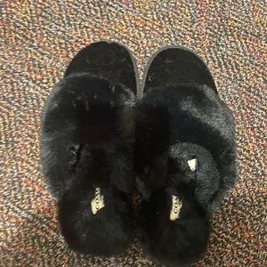 Black coach slippers